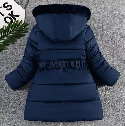 4 5 6 8 10 Years Winter Keep Warm Thicken Hooded Zipper Fur Collar Jacket