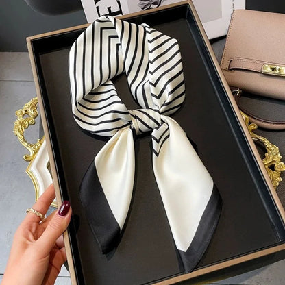 Luxury Silk Square Scarf Soft Satin Horse Hairband Hijab Headband Shawl