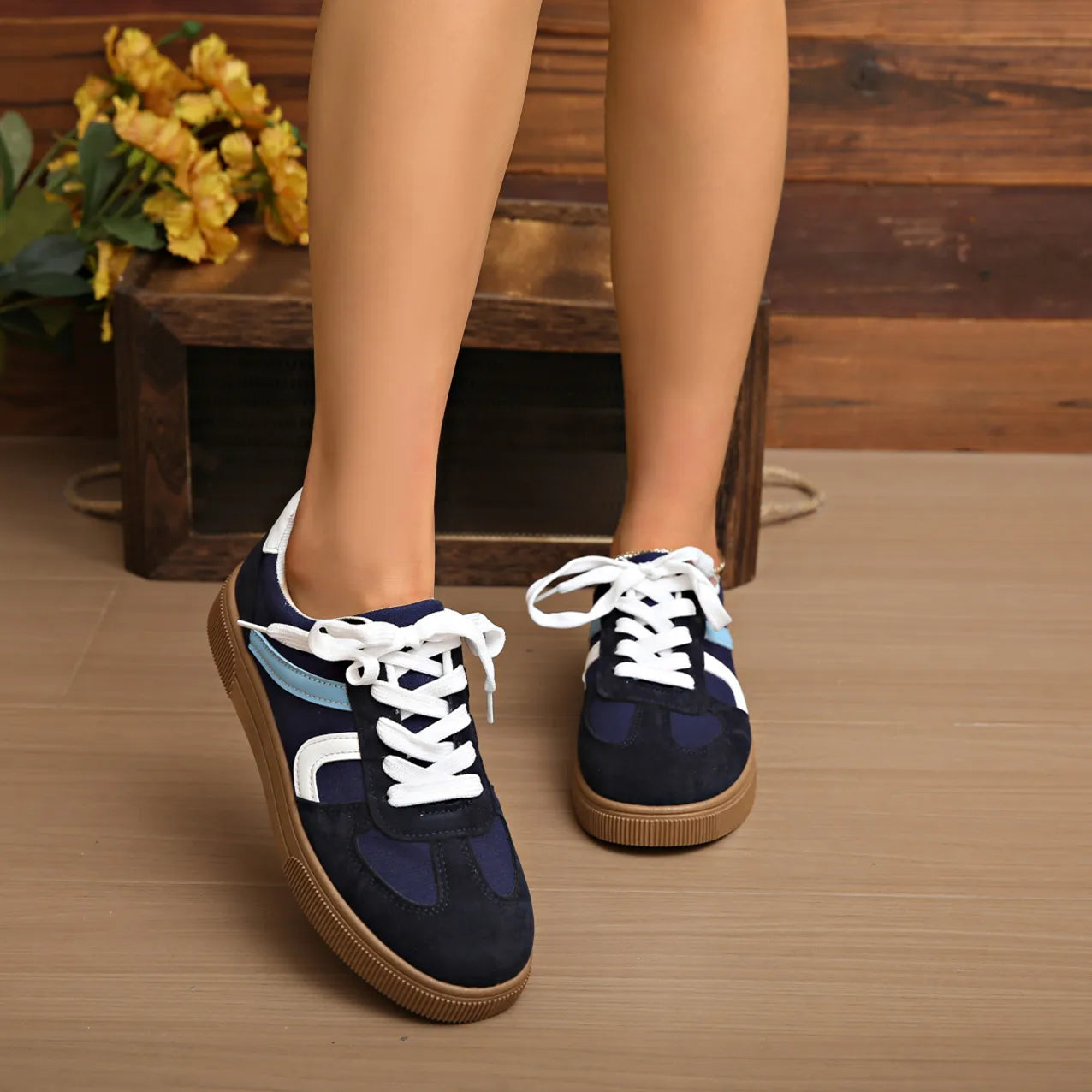 Flat Bottom Mixed Colors Rubber Sole Sneakers
