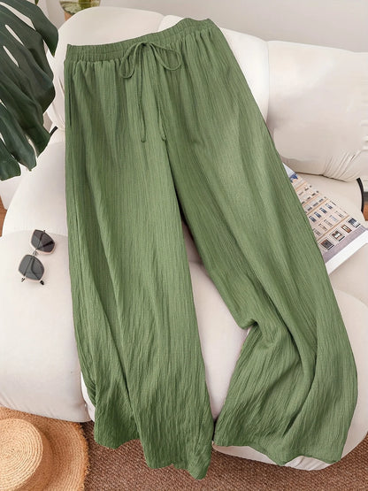 Plus Size Elastic Waist Loose Fit Casual Pants