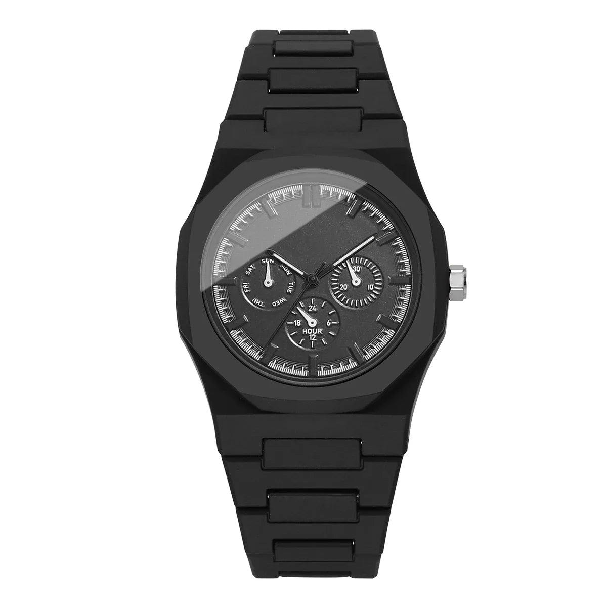 Imitation Three-eyes Dial Quartz Plastic  Band Watch