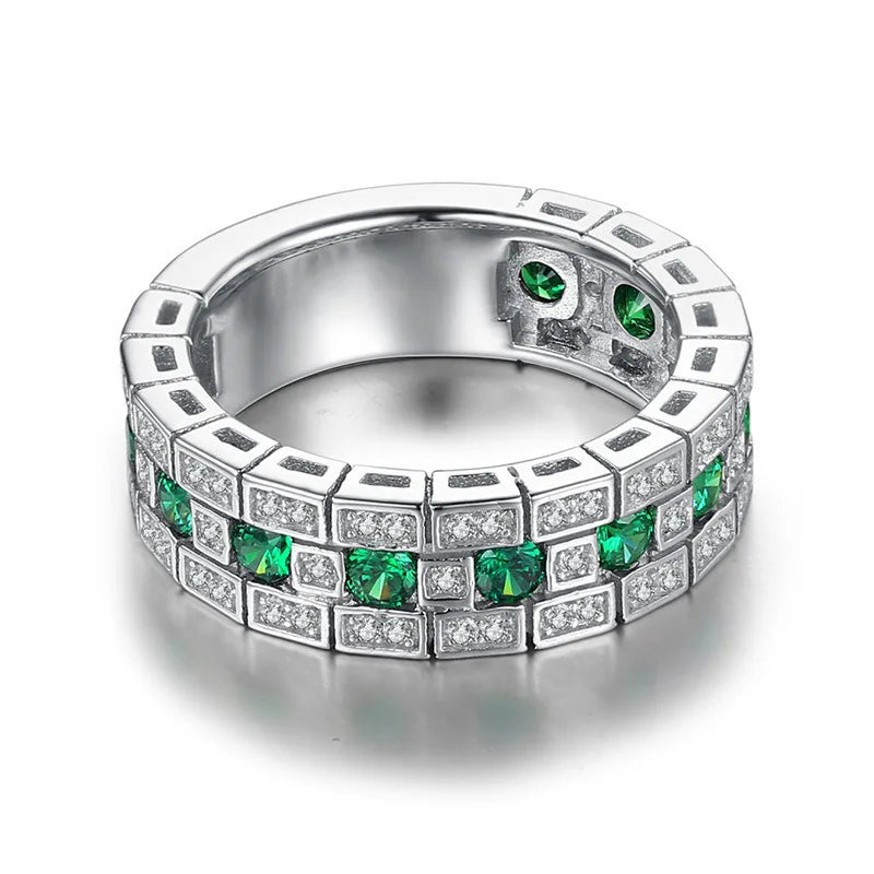 925 Sterling Silver with Zircon Crystal Glamour Rings Set