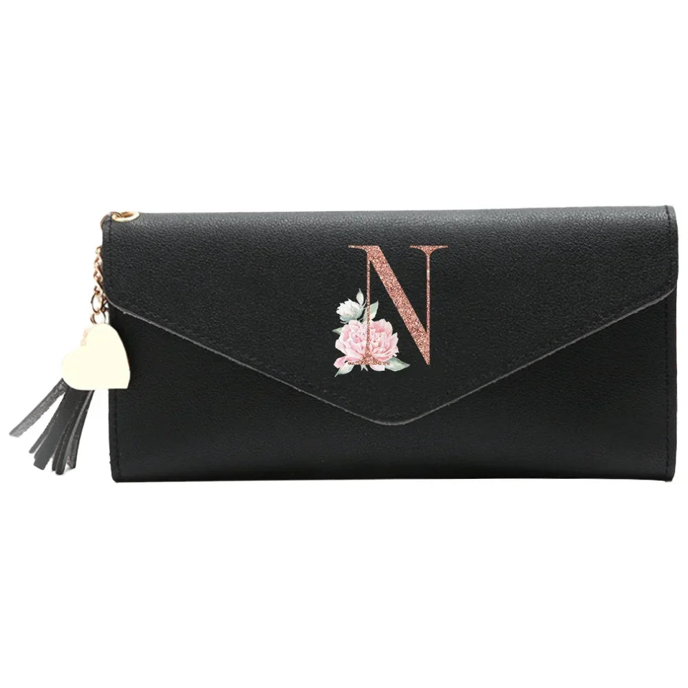 Black Small Leather Coin Rose Gold Wallet