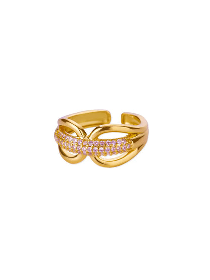 Zircon Star Knot Gold Stainless Steel Geometric Rings