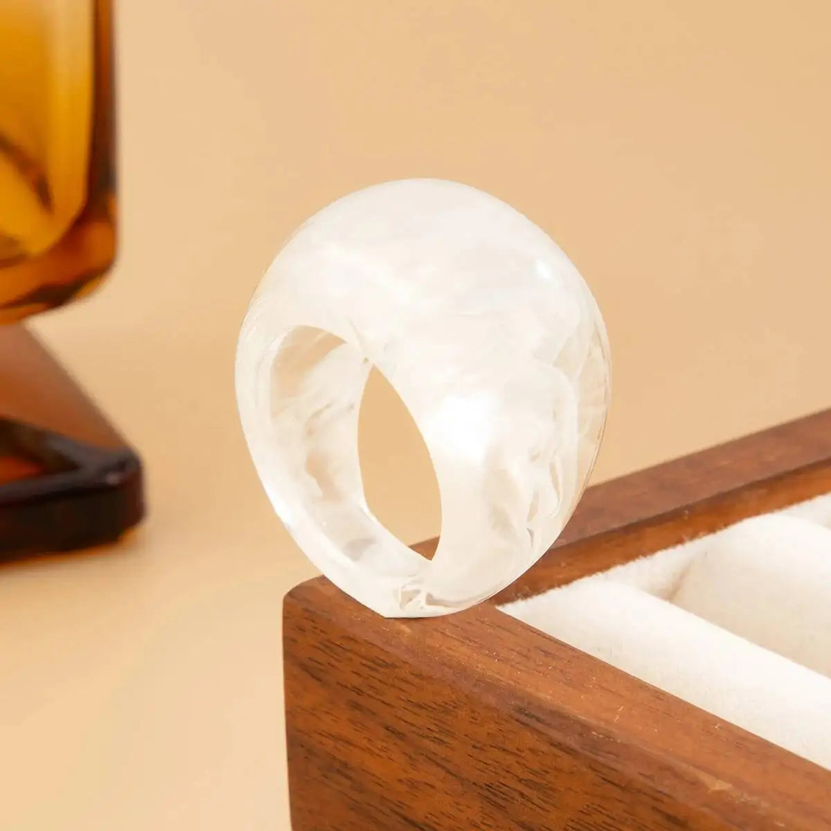 Y2K Korean Resin Acrylic Trendy Round Big Kpop Finger Knuckle Rings