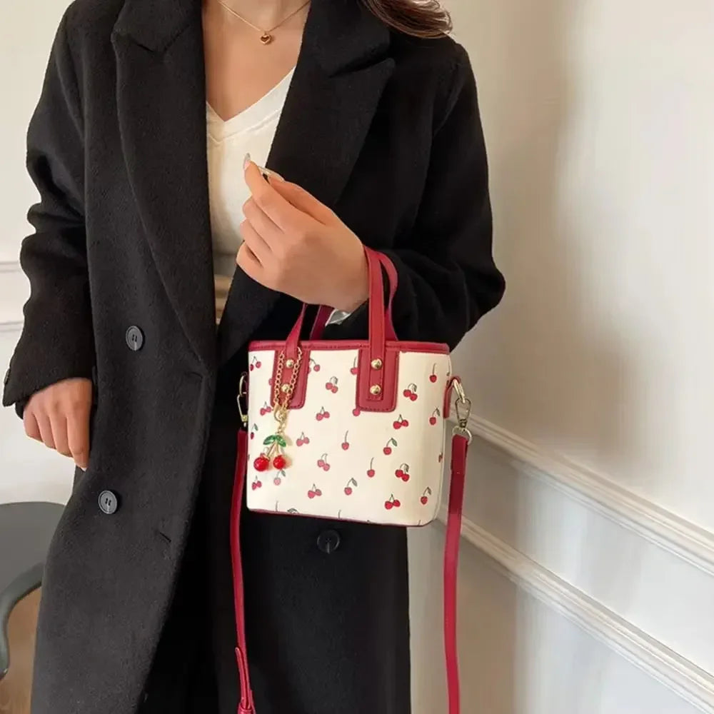 Stylish PU Leather Cherry Shoulder Bag