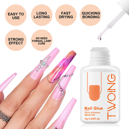 7g Super Strong Nail Glue For False Nail Tips, Acrylic Nails Press On Nails,Fake Nails Art Decoration Lasting Adhesion