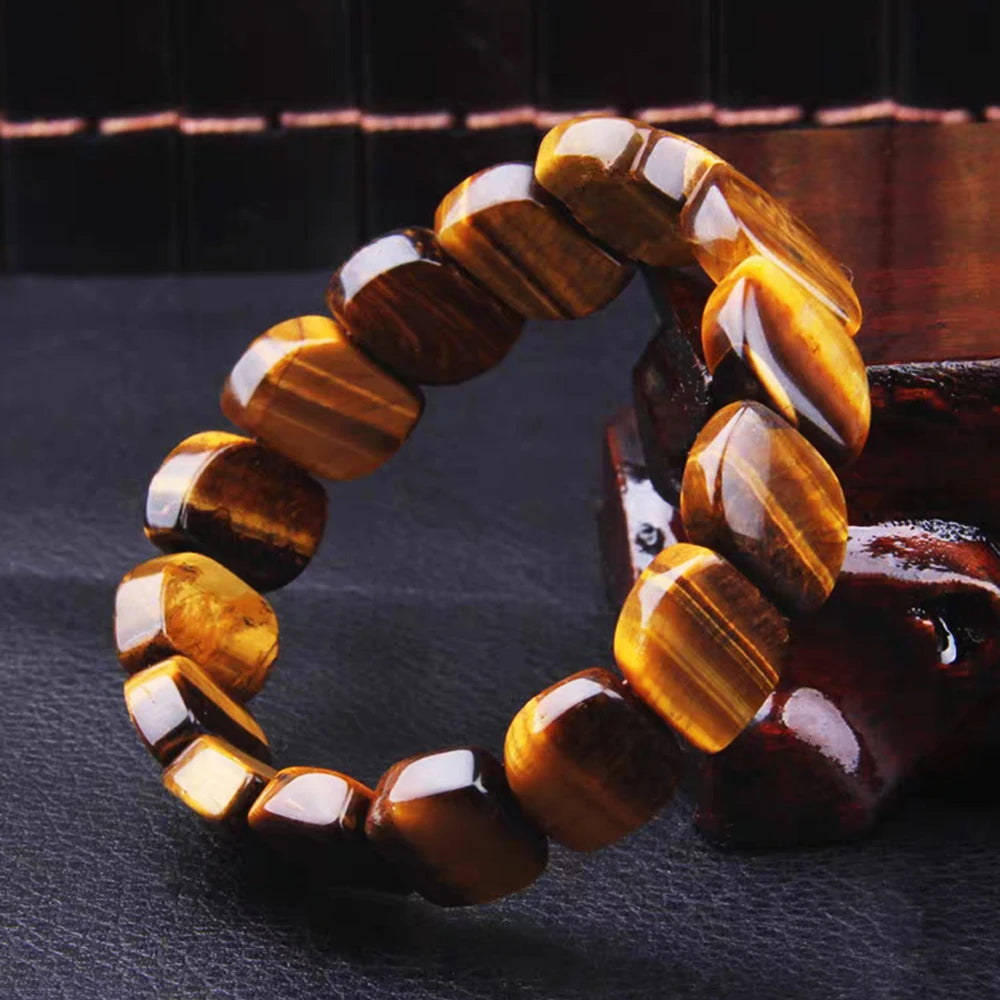 Natural Tiger Eye Stone Square Handmade Reiki Healing Meditation Bangles Bracelets