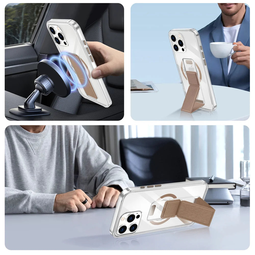 Luxury Folding Wristband Stand Magnetic Phone Case For iPhone Protective Back Cover