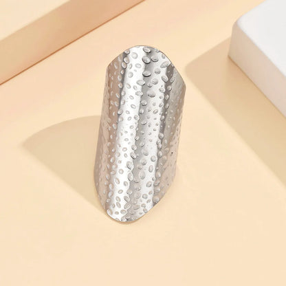 Vintage Punk Elliptical Broad Surface Adjustable Opening Stainless Steel Ring