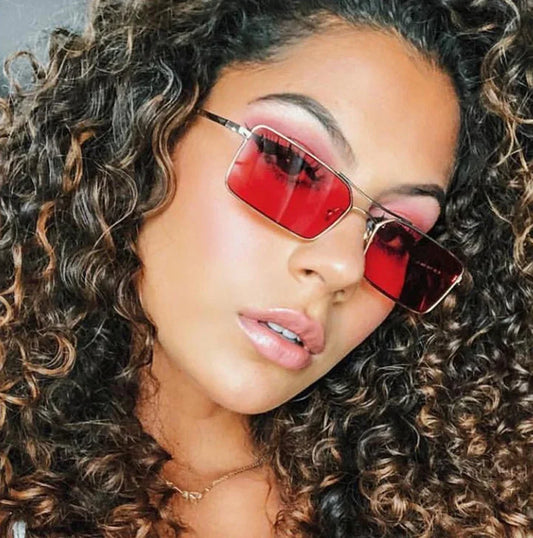 Square Alloy Metal Small Frame Double Bridge Sunglasses