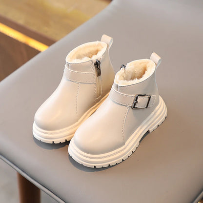 Winter Buckle Fluffy Platform Toddler Short Boot