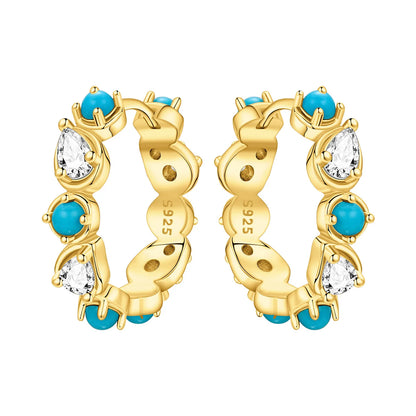 S925 Sterling Silver 18k Gold Square Hoop Earrings