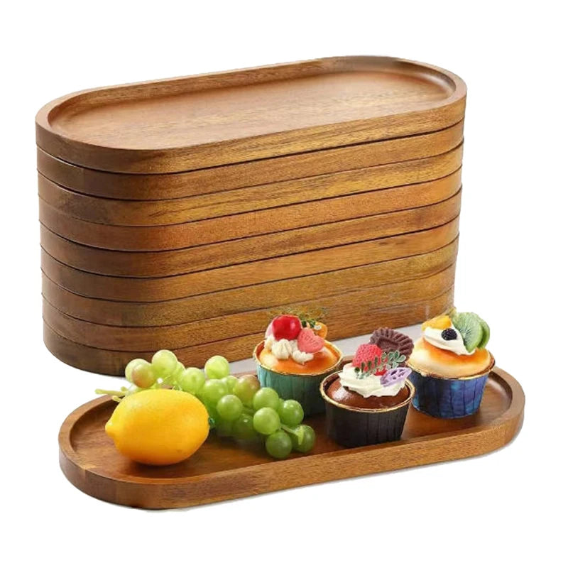 1PC Wooden Serving Oval Wood Tray