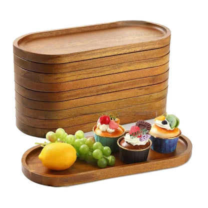 1PC Wooden Serving Oval Wood Tray
