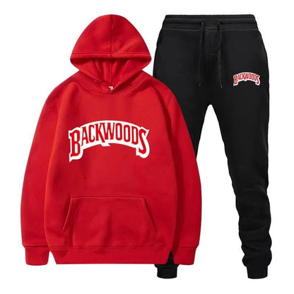 Winter Fleece Red Hoodies Black Casual Jogger Suit Tracksuit Sweatshirt Pullover