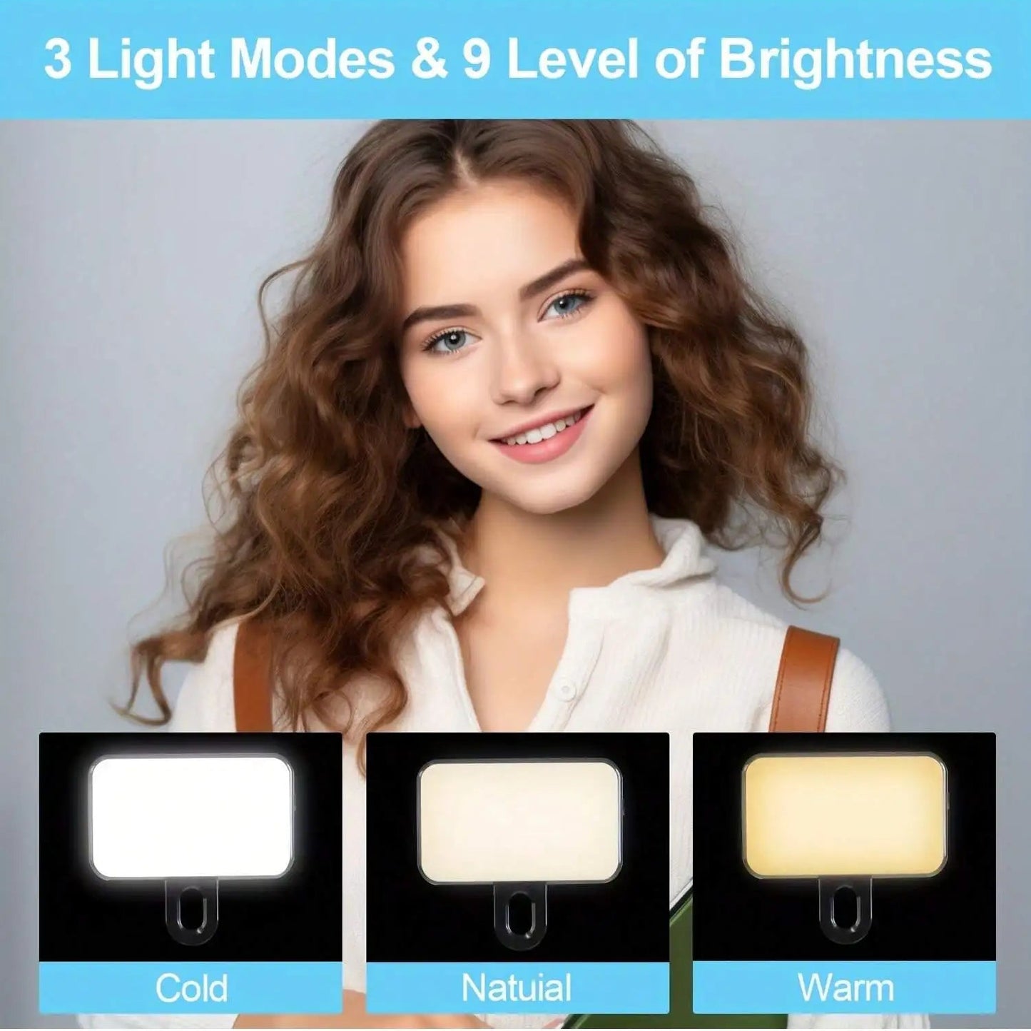 3 Modes Rechargeable Led Selfie Ring Light With Phone Clip