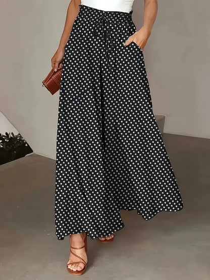 Bohemian Wide-Leg Polka Dot Print Long Skirt Pants