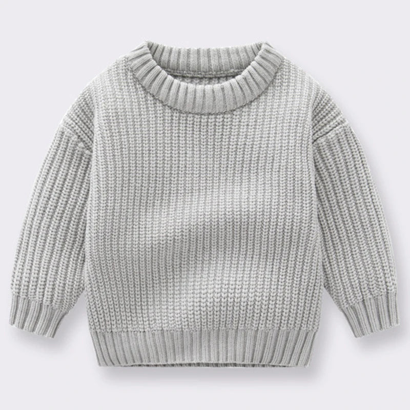 Newborn Knitted Long Sleeve Winter Sweater Solid Loose Pullover