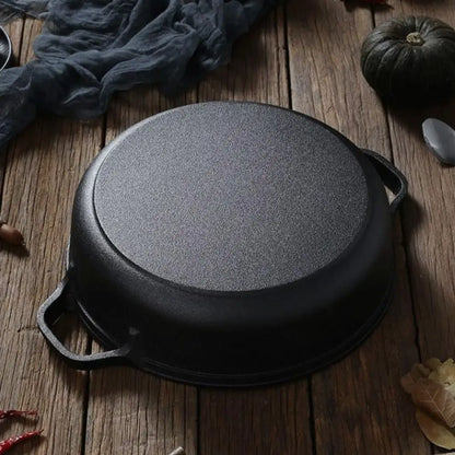Cookware Non-Stick Cast Iron Skillet Flat Bottomed Double Handle Frying Pan