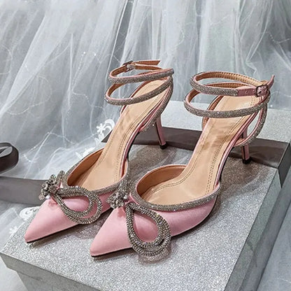 Glitter Rhinestones Crystal Silk Thin High Heels Shoes