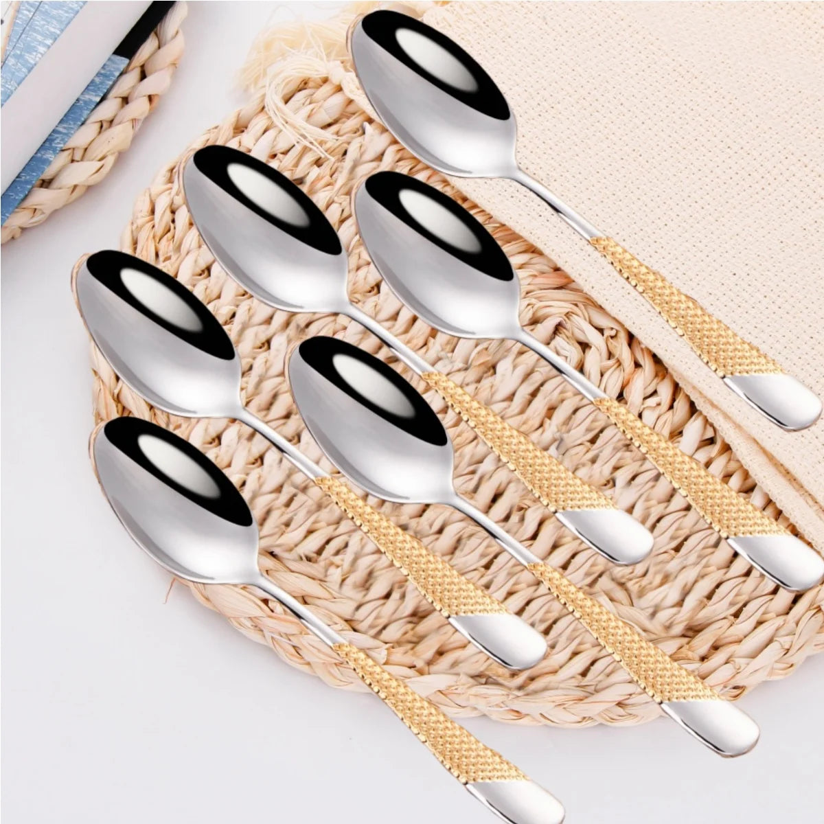 7.95"Luxury Gold Plated Dinner Spoon Set
