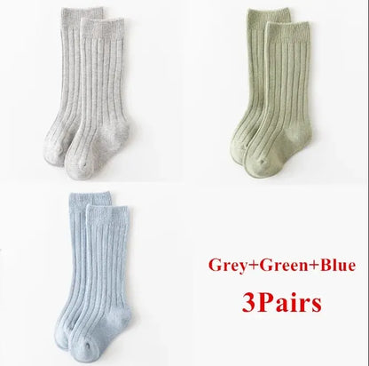3Pairs/Lot Baby Knee High Soft Cotton Long Sock