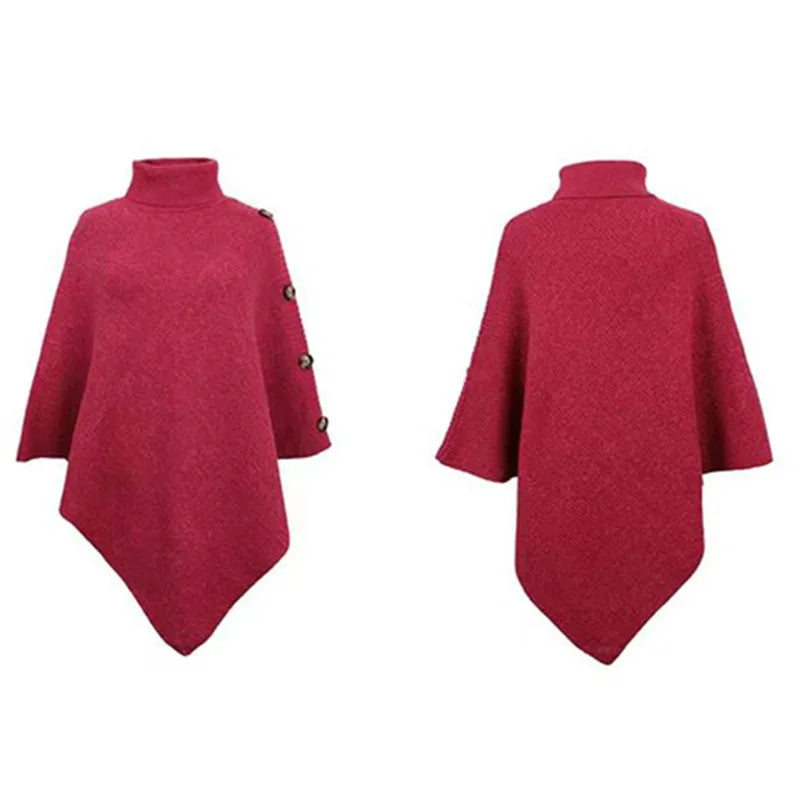 Autumn Winter Turtleneck Loose Pullover Shawl Long Casual Sweater