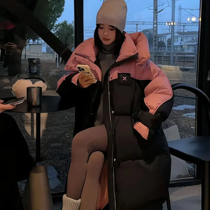 Contrast Color Down Cotton-padded Jacket