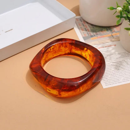 DANA Coffee Thick Resin Bangles Geometric Bracelets