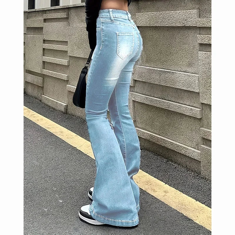 High Waist Flared Jeans Trousers