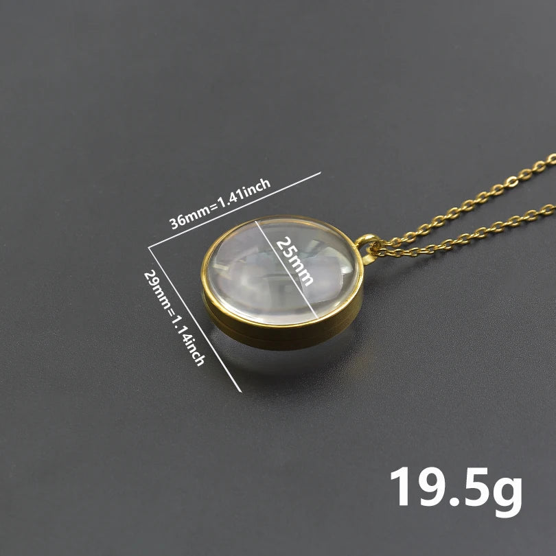 1Pc 10-45mm Round Memory Coin Bezel Locket Pendant Necklaces