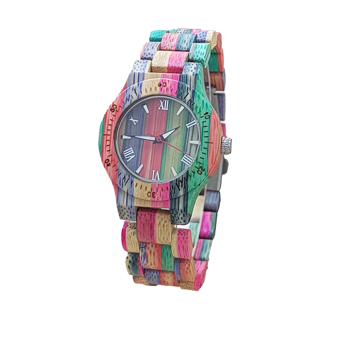 Elegant Colorful Bamboo Wooden Quartz Wood Wristwatches