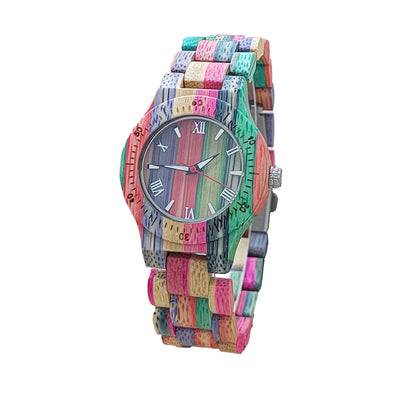 Elegant Colorful Bamboo Wooden Quartz Wood Wristwatches