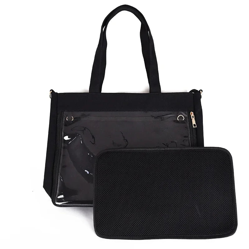 Big Ita Black with Insert Japanese Cute Straps Transparent Shoulder Bag