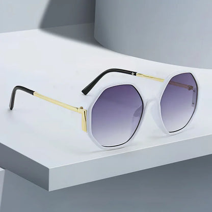 Geometric Multi-color Semi-circular Frame Semi Transparent Sunglasses