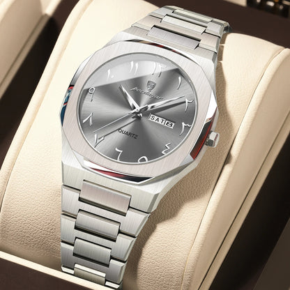 Elegant Quartz Stainless Steel Luxury Wristwatch