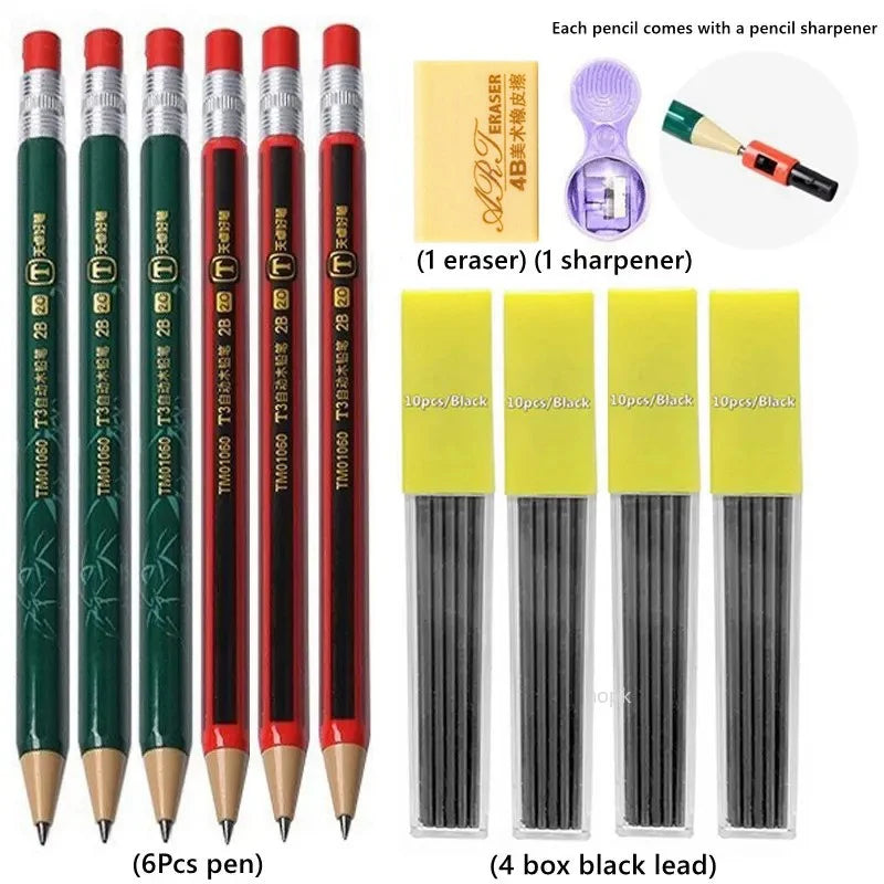 Mechanical Pencils Set 2B 2.0mm Automatic Student Drawing Pencil