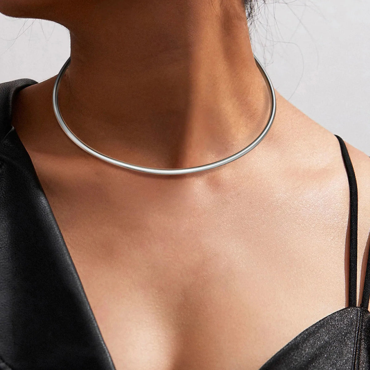Stainless Steel Chocker Collar Open Neck Cuff Torques Minimalist Necklace