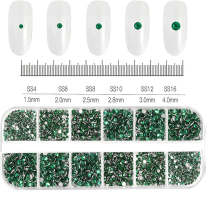 2400pcs+ Shiny Clear Crystal Gems Nail Rhinestones