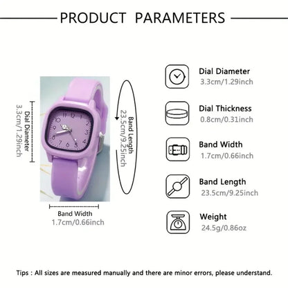 ساعة كوارتز مربعة بحزام سيليكون
