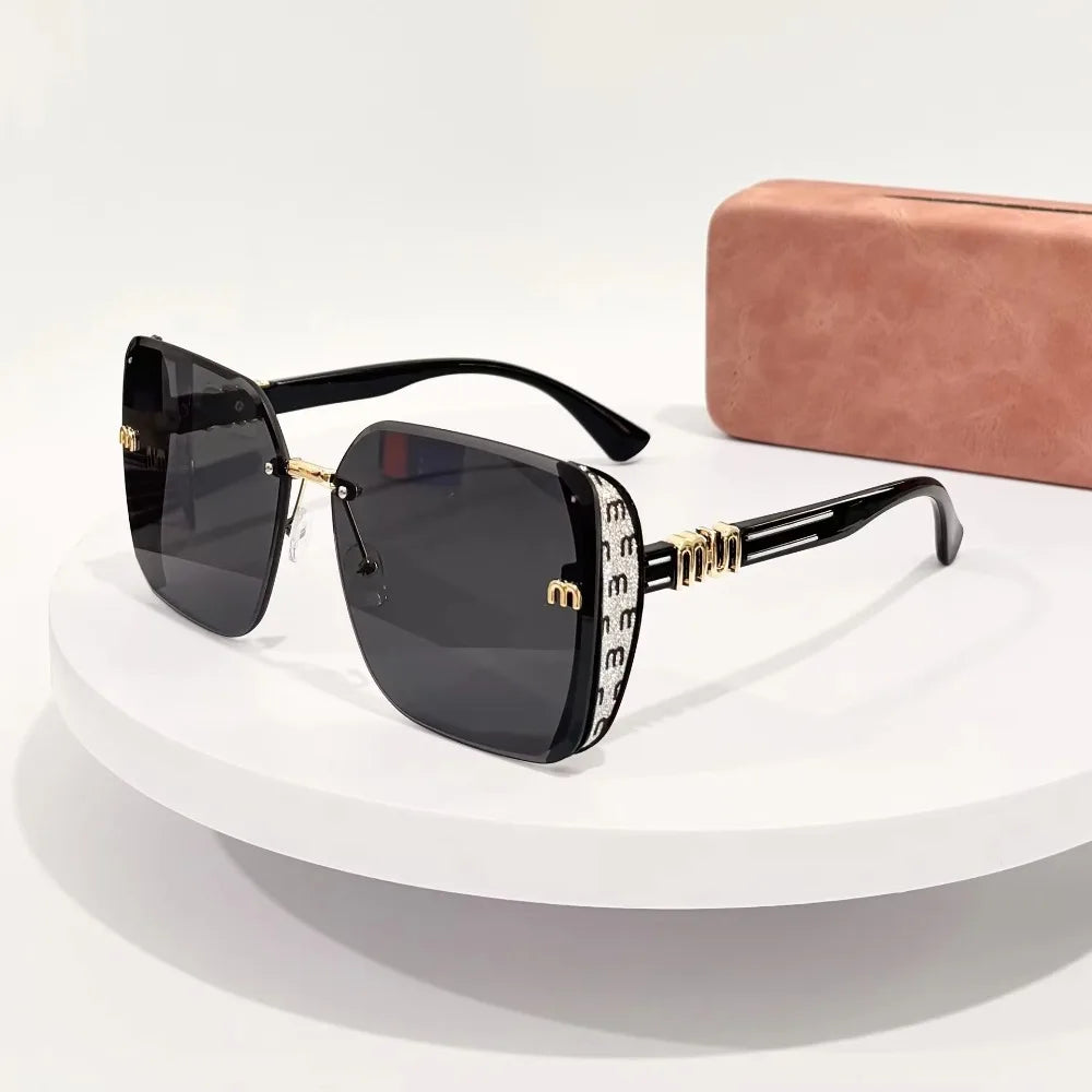 Oversized M Letter Light Luxury Square Sun Glasses