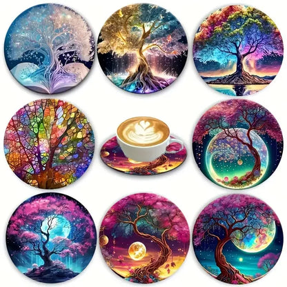 8PCS 10cm Wooden Coaster Teapot Mat