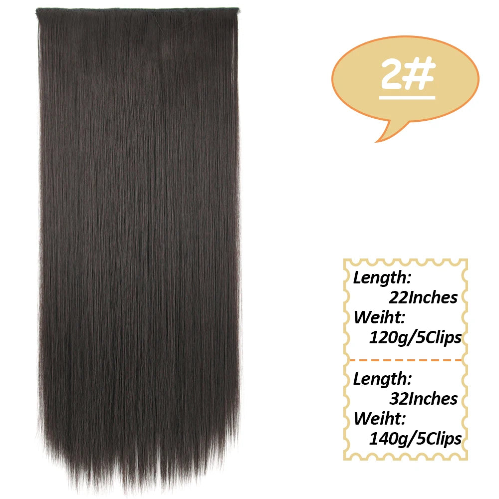 5 Clips Long Wavy Clip In Hair Extensions Synthetic Heat Resistant One Piece False Blonde