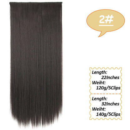 5 Clips Long Wavy Clip In Hair Extensions Synthetic Heat Resistant One Piece False Blonde
