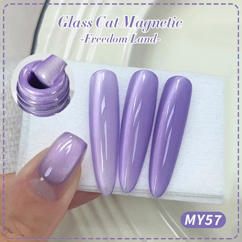 Pink Glass Bead Cat Magnetic Gel Nail Polish