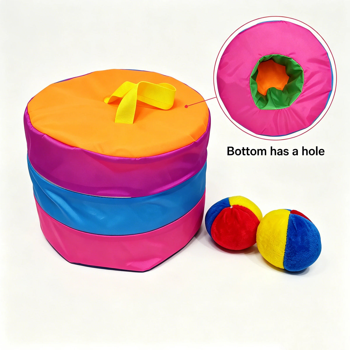 Soft Stacking Barrels Sensory Toy Set with Fishing Stick Toddler Balance Stepping Buckets