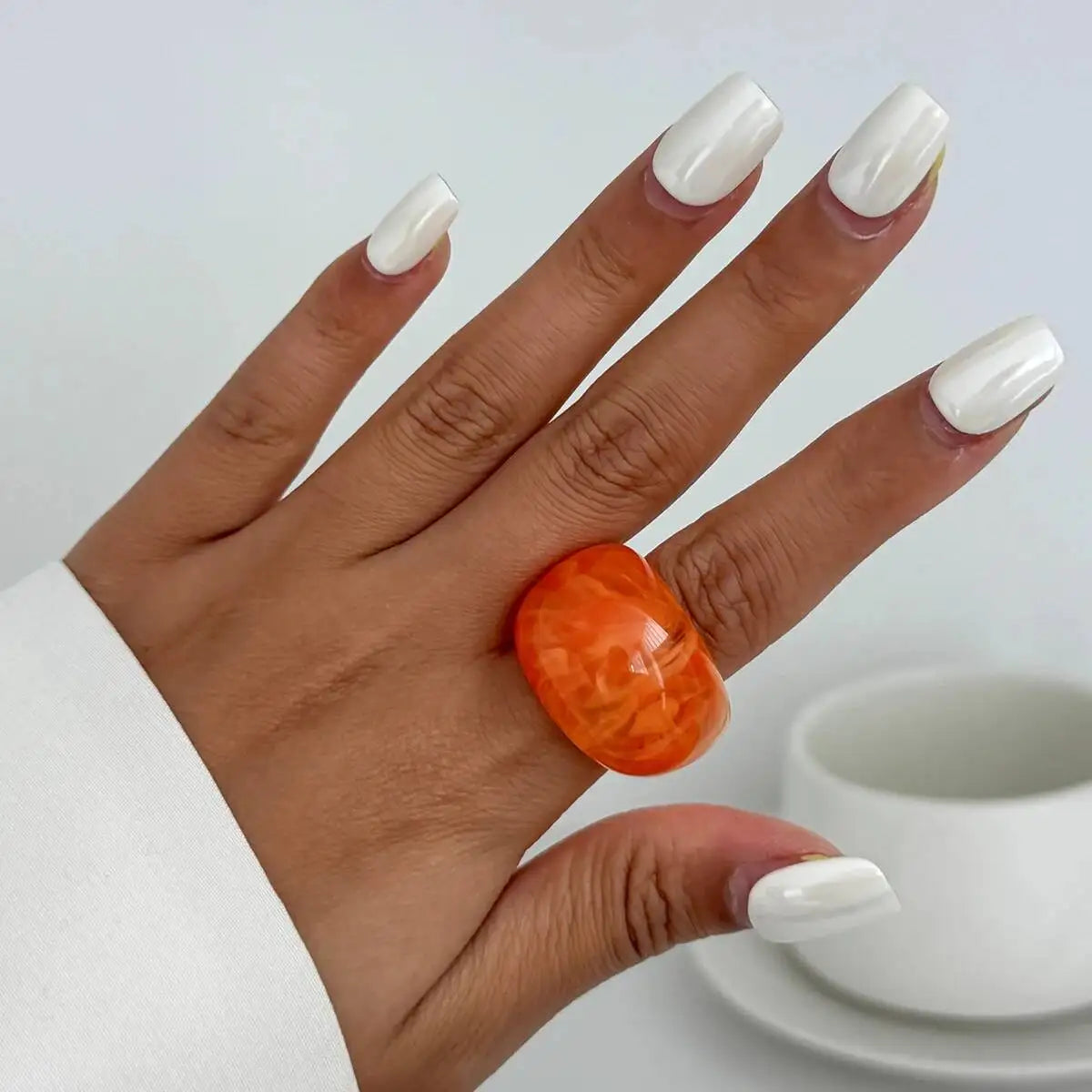 Y2K Korean Resin Acrylic Trendy Round Big Kpop Finger Knuckle Rings