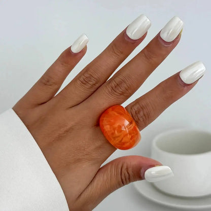 Y2K Korean Resin Acrylic Trendy Round Big Kpop Finger Knuckle Rings