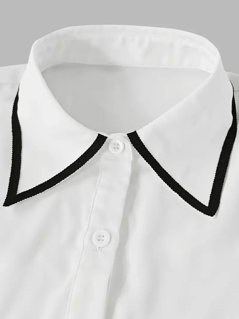 Tie lapel casual long-sleeved shirt
